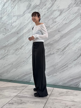 「CODE A（コードエー）のsheer basic tee（Tシャツ/カットソー、ホワイト系）」を使った、yngykさん（レディース・162cm）の夏コーディネート