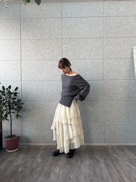 「ティアードスカート」｜yngykさん（レディース・162cm）の冬コーディネート