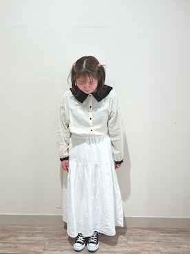 「Samansa Mos2（サマンサ モスモス）の配色前後2WAYブラウス（シャツ/ブラウス）」を使った、か なさん（レディース・152cm）の冬コーディネート