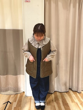 「サマンサ モスモス(Samansa Mos2)」｜「アイテム（サロペット/オーバーオール）」を使った、か なさん（レディース・152cm）の秋コーディネート