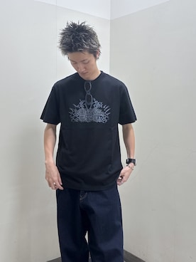 「XLARGE（エクストララージ）のCITY S/S TEE（Tシャツ/カットソー、ブラック系）」を使った、永田　京平さん（メンズ・176cm）の春コーディネート