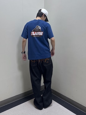 「XLARGE（エクストララージ）のSLANTED OG S/S TEE（Tシャツ/カットソー、ブルー系）」を使った、永田　京平さん（メンズ・176cm）の春コーディネート