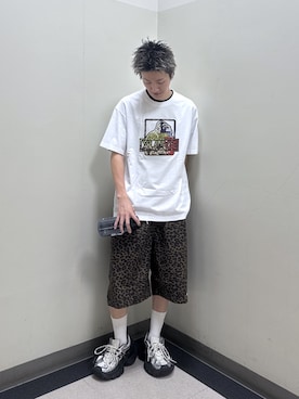「XLARGE（エクストララージ）のMIX OG S/S TEE（Tシャツ/カットソー、ホワイト系）」を使った、永田　京平さん（メンズ・176cm）の春コーディネート