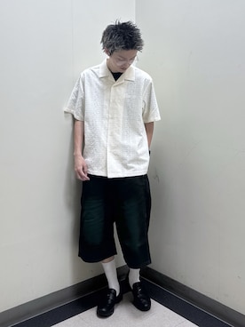 「XLARGE（エクストララージ）のS/S LACE SHIRT（シャツ/ブラウス、ホワイト系）」を使った、永田　京平さん（メンズ・176cm）の春コーディネート