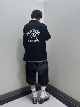 「XLARGE（エクストララージ）のDRAWING OG S/S SHIRT（シャツ/ブラウス、ブラック系）」を使った、永田　京平さん（メンズ・176cm）の春コーディネート