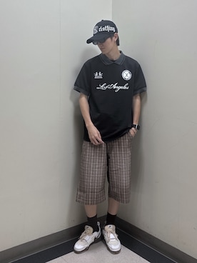 「XLARGE（エクストララージ）のWRAP AROUND LOGO CAP（キャップ、ブラック系）」を使った、永田　京平さん（メンズ・176cm）の春コーディネート