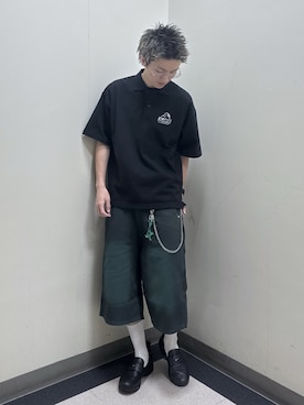 「XLARGE（エクストララージ）のOG POLO SHIRT（ポロシャツ、ブラック系）」を使った、永田　京平さん（メンズ・176cm）の春コーディネート