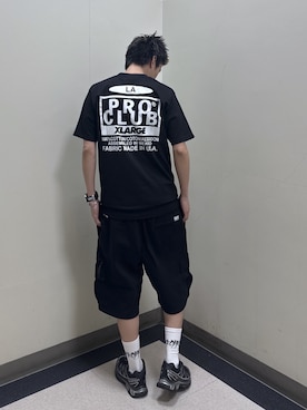 「XLARGE（エクストララージ）のRAGE LOGO SOCKS（ソックス/靴下、ホワイト系）」を使った、永田　京平さん（メンズ・176cm）の春コーディネート