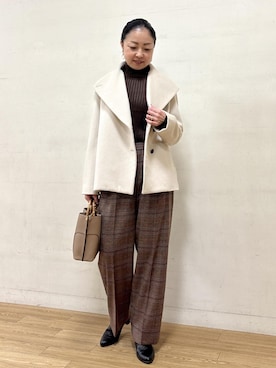 「アイテム（ステンカラーコート）」を使った、akiさん（レディース・164cm・40代）の秋コーディネート