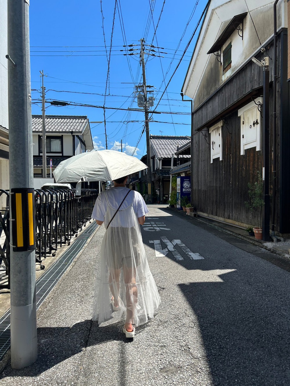 「niko and...のドットチュールカバーキャミソール　ワンピース（ワンピース、ホワイト系）」を使った、1998istnshさん（レディース・153cm）の夏コーディネートの1枚目の写真