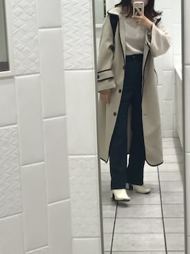 「GRL（グレイル）のステンカラーウールタッチパイピングコート（その他アウター）」を使った、alisa_155さん（レディース・155cm）の冬コーディネート