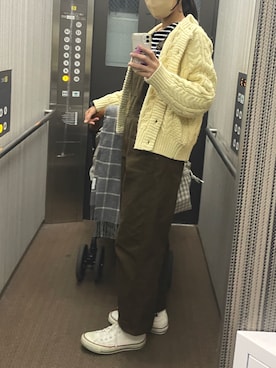 「nugu」｜「アイテム（オールインワン・サロペット）」を使った、ほたん。さん（レディース・163cm）の冬コーディネート