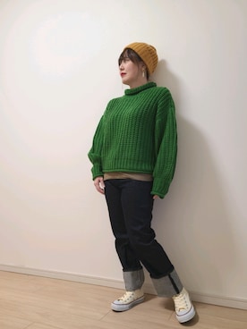 「UNIQLO（ユニクロ）のアイテム（帽子、イエロー系）」を使った、yonyonyon4888さん（レディース・156cm）の秋コーディネート