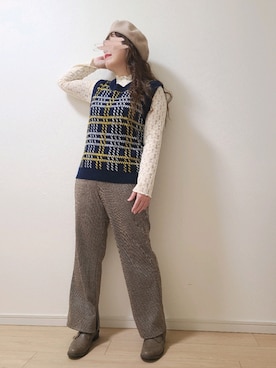 「Te chichi TERRASSE（テチチテラス）のアイテム（ハンチング/ベレー帽）」を使った、yonyonyon4888さん（レディース・156cm）の冬コーディネート