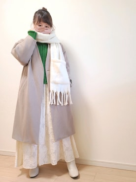 「しまむら（シマムラ）のアイテム（ストール/ショール）」を使った、yonyonyon4888さん（レディース・156cm）の冬コーディネート