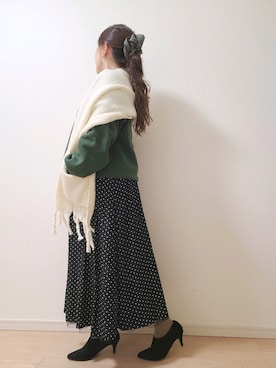 「しまむら（シマムラ）のアイテム（ストール/ショール）」を使った、yonyonyon4888さん（レディース・156cm）の冬コーディネート