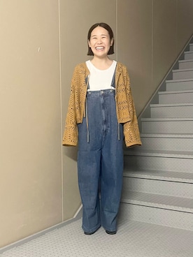 「アイテム（サロペット/オーバーオール、ブルー系）」を使った、フタバさん（レディース・151cm）の夏コーディネート