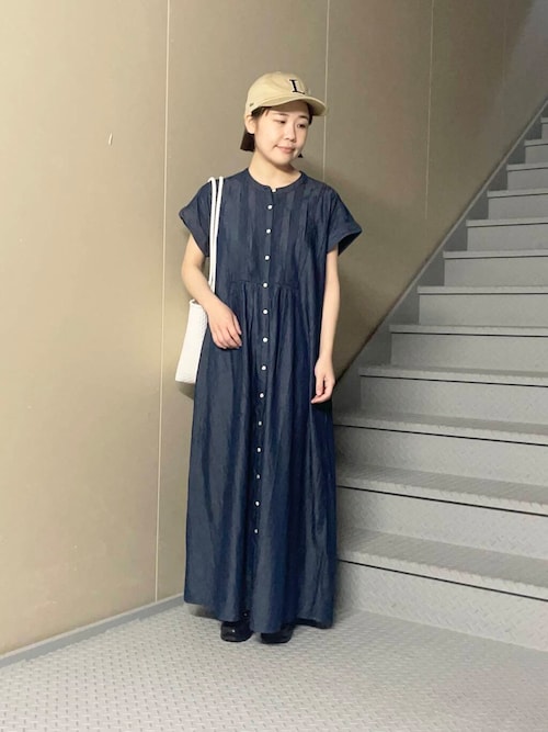 セール】デニムピンタックヨークフレンチワンピース（ワンピース