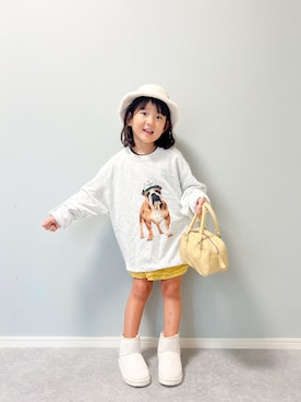 「アイテム（スウェット）」を使った、いちふぅ姉妹さん（キッズ・110cm）の秋コーディネート