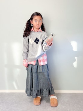「アイテム（トップス）」を使った、いちふぅ姉妹さん（キッズ・136cm）の秋コーディネート