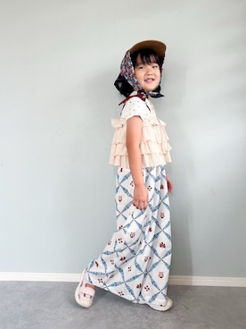 「アイテム（オールインワン・サロペット）」を使った、いちふぅ姉妹さん（キッズ・121cm）の夏コーディネート
