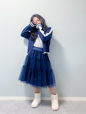 「アイテム（スカート）」を使った、いちふぅ姉妹さん（キッズ・136cm）の秋コーディネート