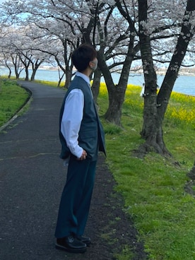 「花見コーデ」｜「アイテム（パンツ）」を使った、lemonさん（メンズ・170cm）の春コーディネート