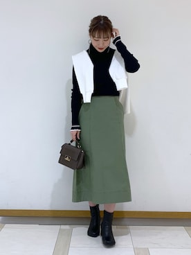 「Aラインスカート」｜「アイテム（スウェット）」を使った、kaoruko*さん（レディース・164cm）の冬コーディネート