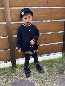 「コンバース ハイカット」｜「アイテム（ニットキャップ/ビーニー）」を使った、haru☺︎さん（キッズ・90cm）の秋コーディネート