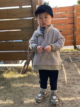 「アイテム（キャップ）」を使った、haru☺︎さん（キッズ・90cm）の冬コーディネート