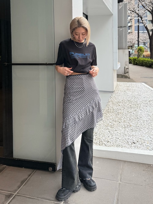 サイドオープンハイウエストフレアパギンス（デニムパンツ