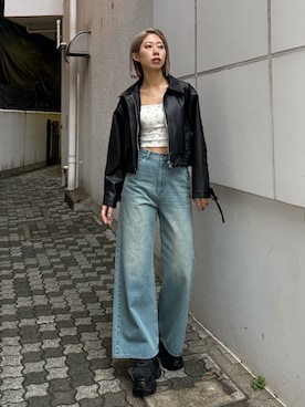 「EMODA（エモダ）のアイテム（ジャケット/アウター）」を使った、大谷亜宥茄 (EMODA)さん（レディース・170cm）の春コーディネート