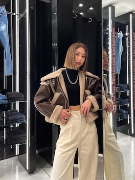 「EMODA（エモダ）のアイテム（ジャケット/アウター）」を使った、大谷亜宥茄 (EMODA)さん（レディース・170cm）の冬コーディネート