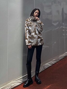 「EMODA（エモダ）のトラックソールロングブーツ（ブーツ）」を使った、大谷亜宥茄 (EMODA)さん（レディース・170cm）の夏コーディネート