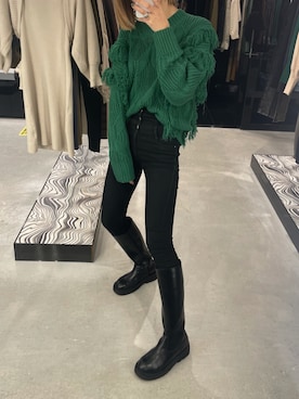 「EMODA（エモダ）のトラックソールロングブーツ（ブーツ）」を使った、大谷亜宥茄 (EMODA)さん（レディース・172cm）の秋コーディネート