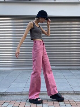 EMODAのパンツ（ピンク系）を使った人気ファッション