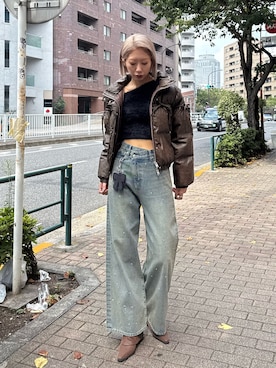 「アイテム（ジャケット/アウター）」を使った、大谷亜宥茄 (EMODA)さん（レディース・170cm）の秋コーディネート