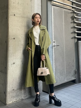 「EMODA（エモダ）のアイテム（トレンチコート）」を使った、大谷亜宥茄 (EMODA)さん（レディース・172cm）の冬コーディネート