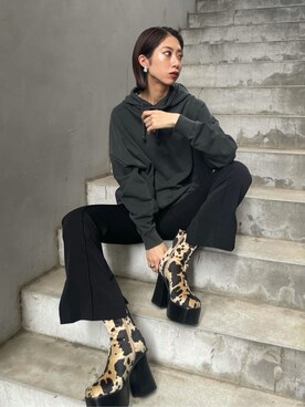 「EMODA（エモダ）のサイドゴアタンクブーツ（ブーツ）」を使った、大谷亜宥茄 (EMODA)さん（レディース・170cm）の夏コーディネート