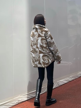 「EMODA（エモダ）のトラックソールロングブーツ（ブーツ）」を使った、大谷亜宥茄 (EMODA)さん（レディース・170cm）の秋コーディネート