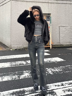 「アイテム（ブルゾン）」を使った、大谷亜宥茄 (EMODA)さん（レディース・170cm）の秋コーディネート