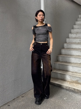 「EMODA（エモダ）のアイテム（デニムパンツ）」を使った、大谷亜宥茄 (EMODA)さん（レディース・170cm）の秋コーディネート