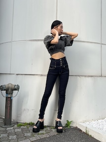 アシンメトリーラインハイウエストパギンス｜エモダ（EMODA