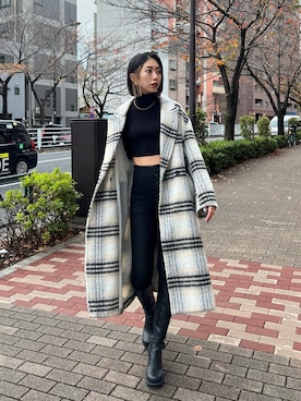 「EMODA」｜「アイテム（その他アウター）」を使った、大谷亜宥茄 (EMODA)さん（レディース・170cm）の冬コーディネート