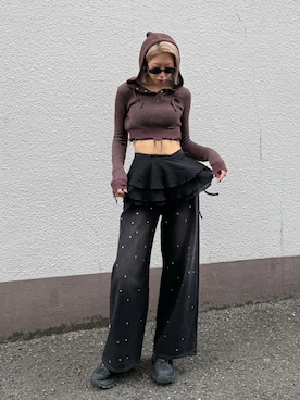 「アイテム（スカート）」を使った、大谷亜宥茄 (EMODA)さん（レディース・170cm）の冬コーディネート