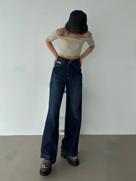 「EMODA（エモダ）のタンクラバーサンダル（サンダル）」を使った、大谷亜宥茄 (EMODA)さん（レディース・170cm）の春コーディネート
