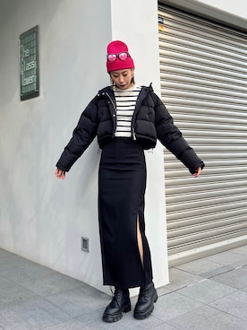 「アイテム（スカート）」を使った、大谷亜宥茄 (EMODA)さん（レディース・170cm）の冬コーディネート