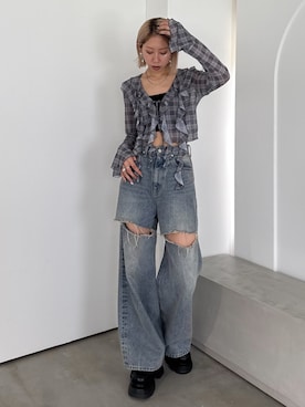 「EMODA（エモダ）のアイテム（ローファー）」を使った、大谷亜宥茄 (EMODA)さん（レディース・170cm）の秋コーディネート