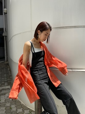「EMODA（エモダ）のアイテム（サロペット/オーバーオール）」を使った、大谷亜宥茄 (EMODA)さん（レディース・172cm）の夏コーディネート