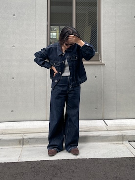 「アイテム（デニムジャケット）」を使った、hinamik0chさん（レディース・144cm）の秋コーディネート